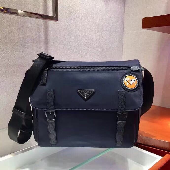 Nylon Messenger with Patch Crossbody Bag