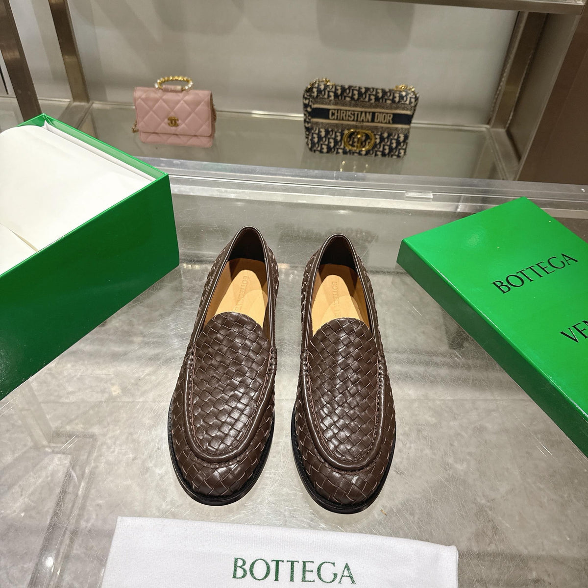 Black Woven Leather Intrecciato Loafer - Men's