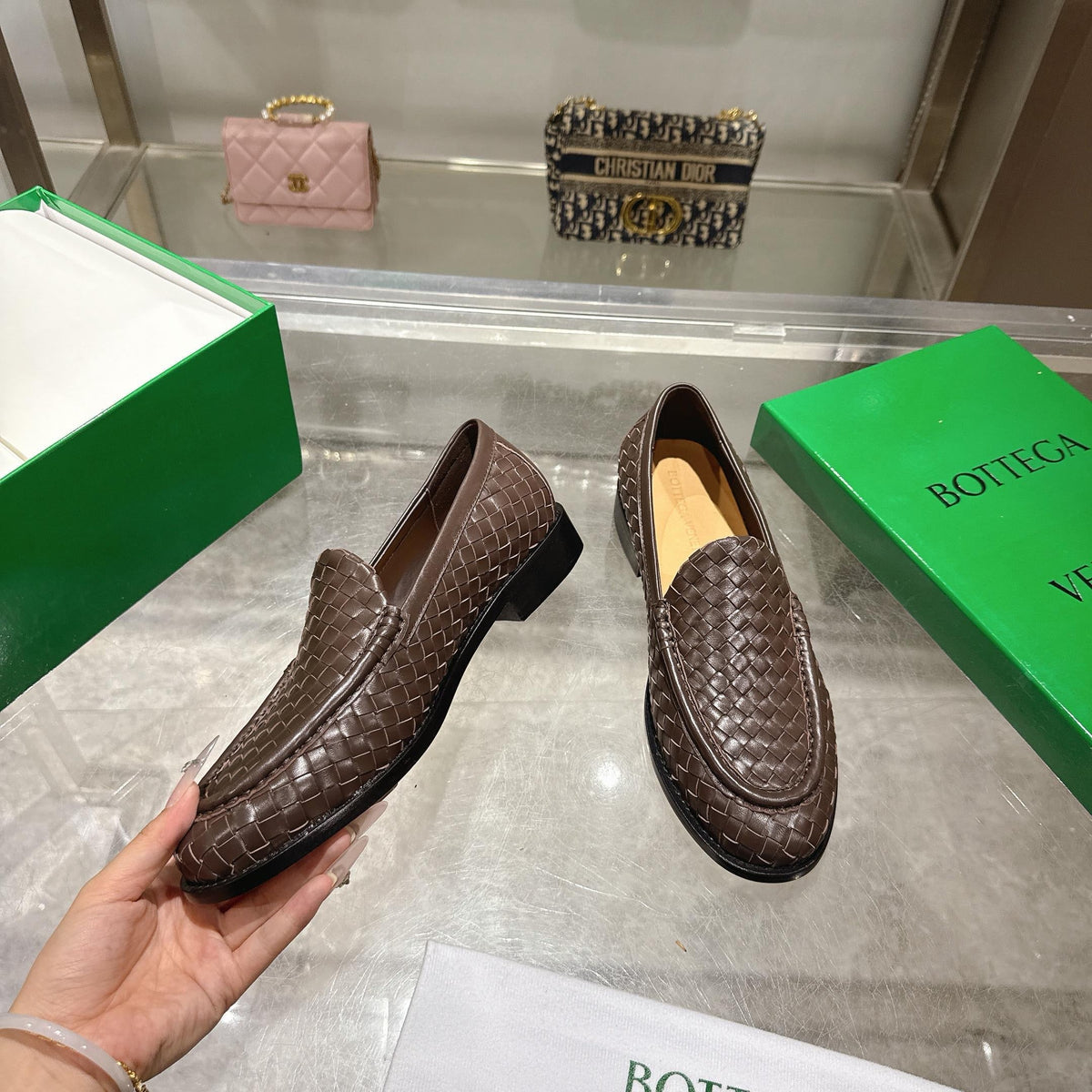 Black Woven Leather Intrecciato Loafer - Men's