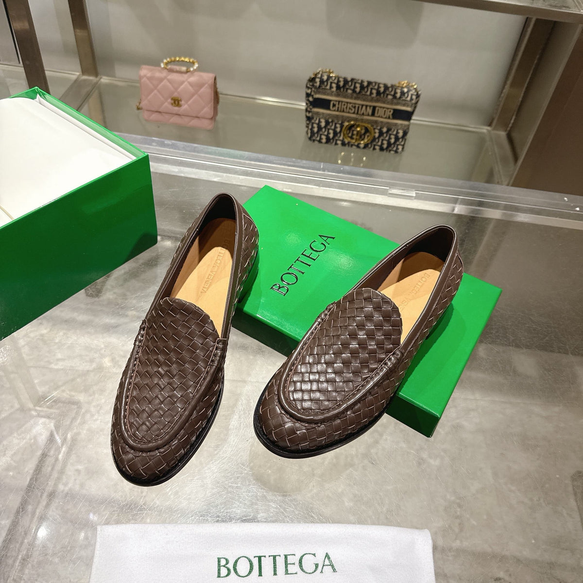 Black Woven Leather Intrecciato Loafer - Men's