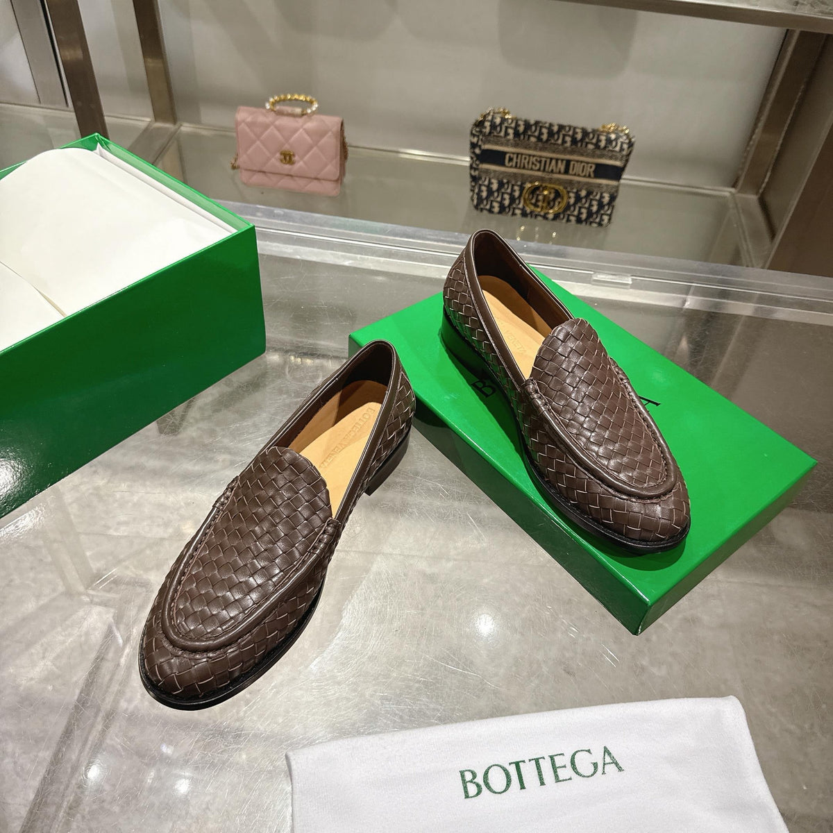 Black Woven Leather Intrecciato Loafer - Men's