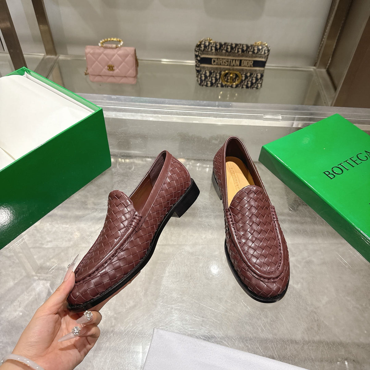 Black Woven Leather Intrecciato Loafer - Men's
