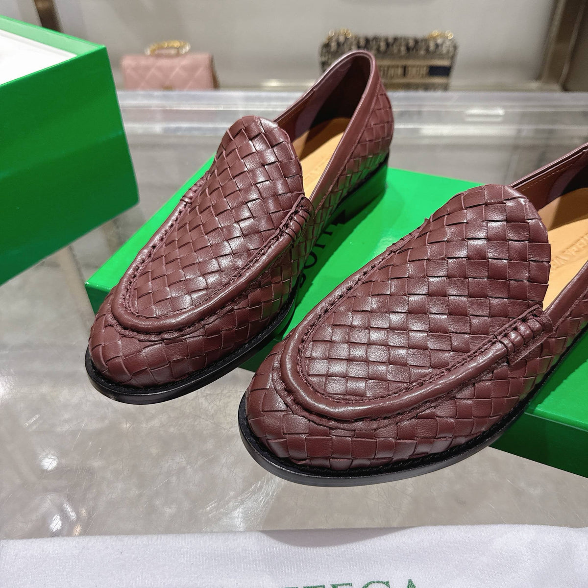 Black Woven Leather Intrecciato Loafer - Men's