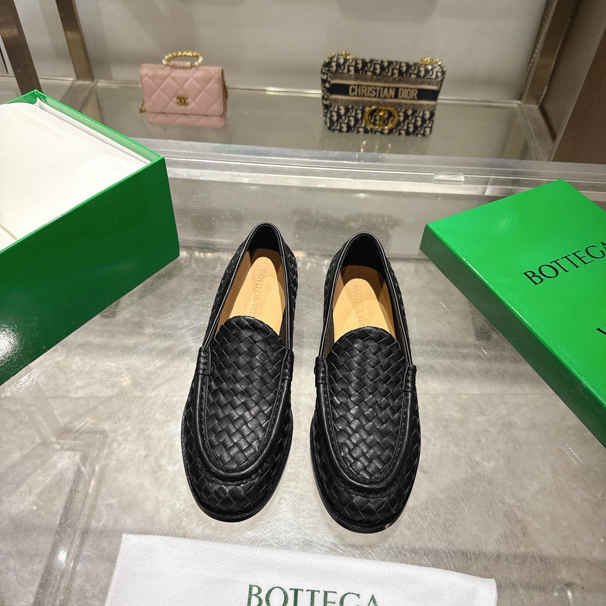 Black Woven Leather Intrecciato Loafer - Men's
