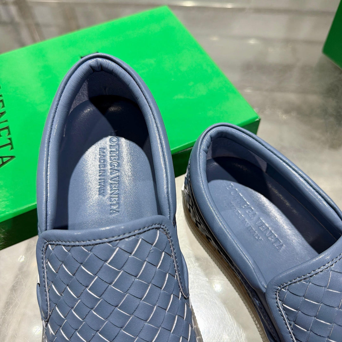 Black Woven Leather Plain Loafer - Men's