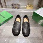 Black Woven Leather Slip-On Loafer - Men's