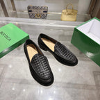 Black Woven Leather Slip-On Loafer - Men's