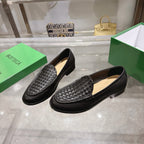 Black Woven Leather Slip-On Loafer - Men's