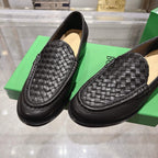 Black Woven Leather Slip-On Loafer - Men's