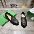 Black Woven Leather Slip-On Loafer - Men's