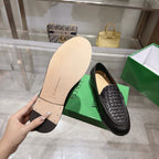 Black Woven Leather Slip-On Loafer - Men's
