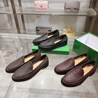 Black Woven Leather Slip-On Loafer - Men's