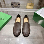 Black Woven Leather Slip-On Loafer - Men's