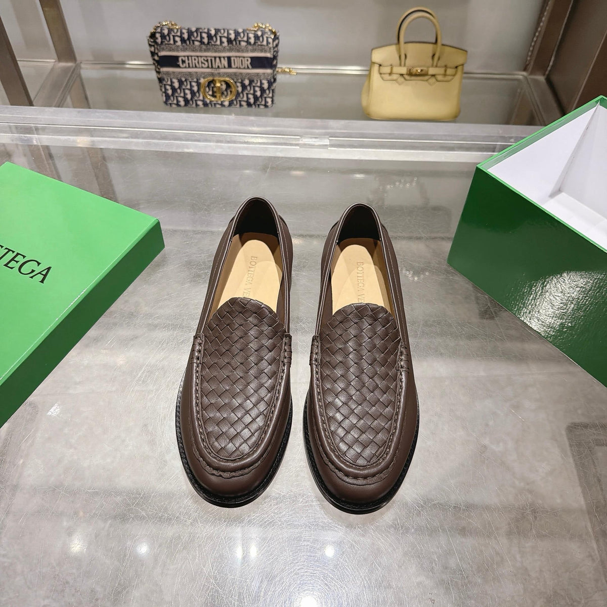 Black Woven Leather Slip-On Loafer - Men's