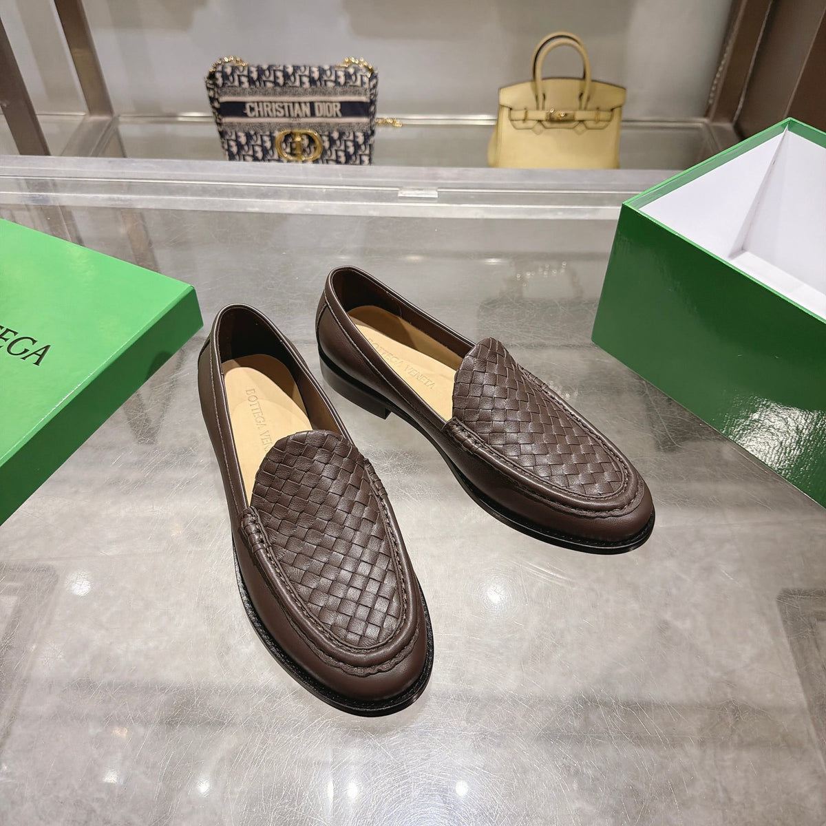 Black Woven Leather Slip-On Loafer - Men's