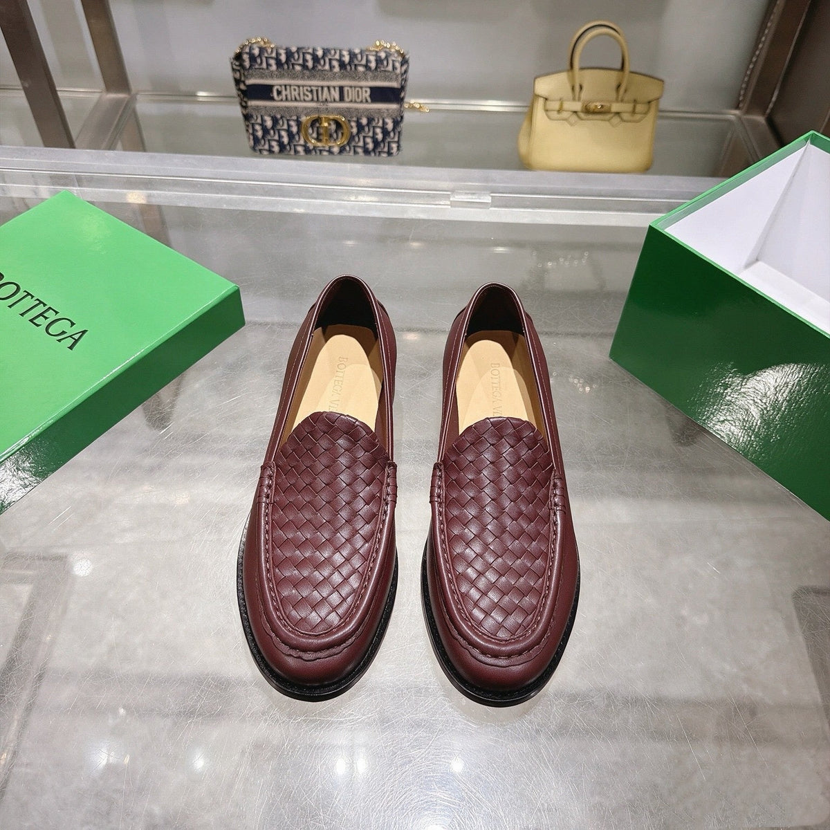 Black Woven Leather Slip-On Loafer - Men's