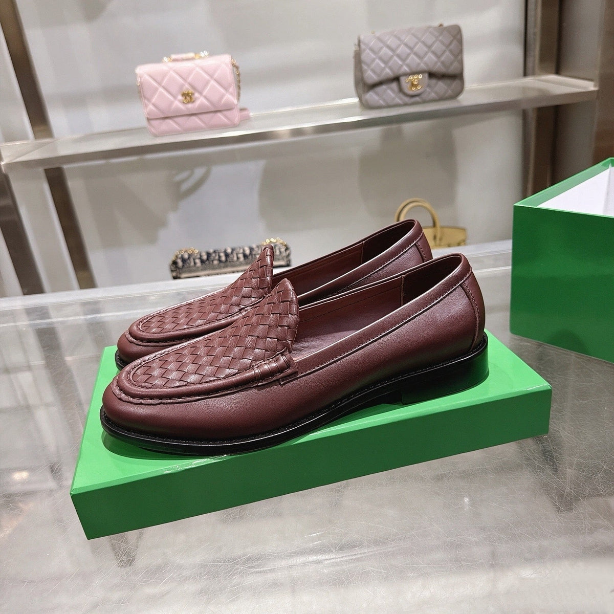 Black Woven Leather Slip-On Loafer - Men's