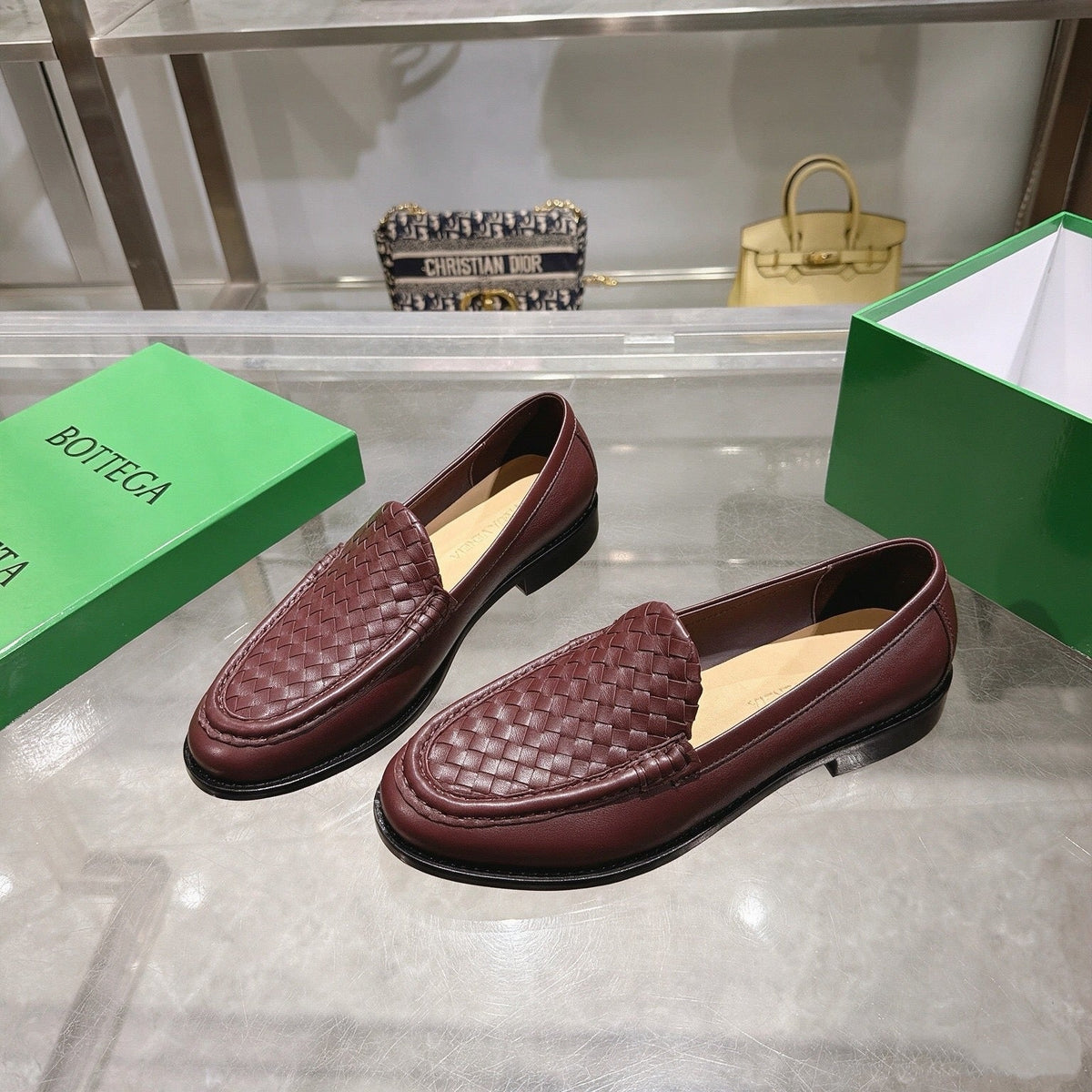Black Woven Leather Slip-On Loafer - Men's