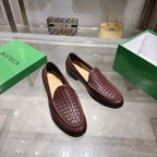 Black Woven Leather Slip-On Loafer - Men's