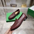 Black Woven Leather Slip-On Loafer - Men's