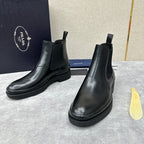Black Leather Plain Chelsea Boot - Men's