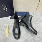 Black Leather Plain Chelsea Boot - Men's