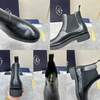 Black Leather Plain Chelsea Boot - Men's