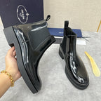 Black Patent Lug Sole Chelsea Boot - Men's