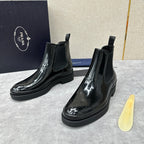 Black Patent Lug Sole Chelsea Boot - Men's