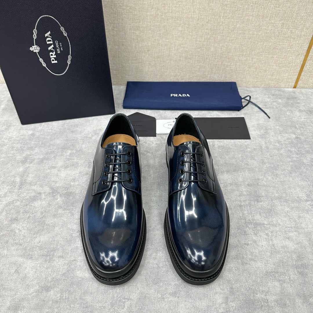 Dark Blue Derby Shoes - Men's