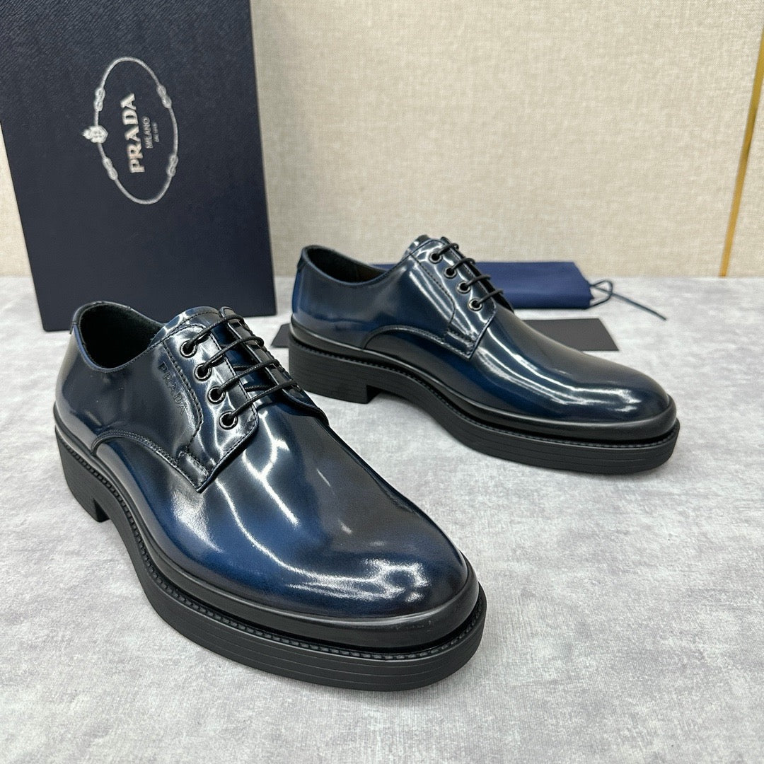 Dark Blue Derby Shoes - Men's