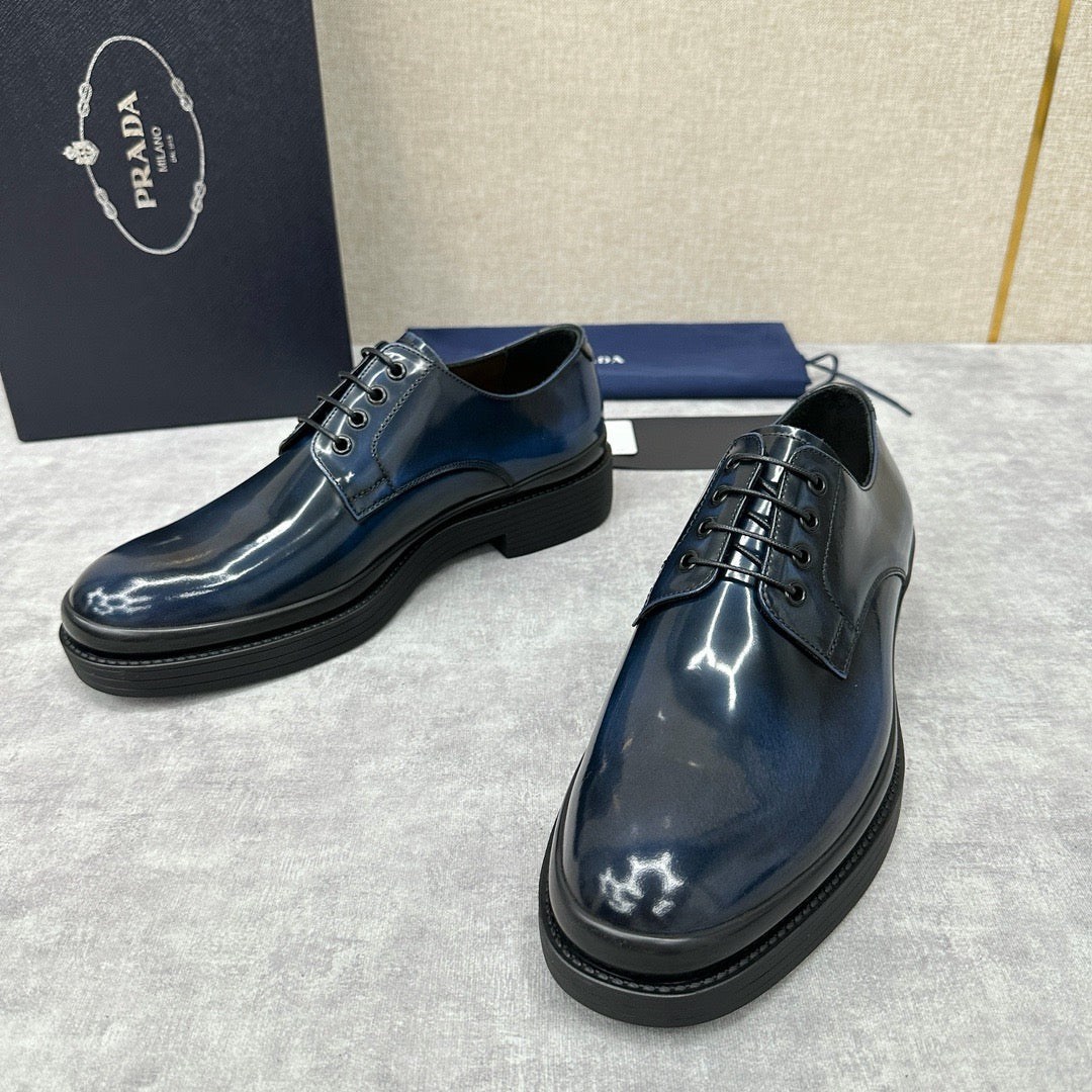 Dark Blue Derby Shoes - Men's