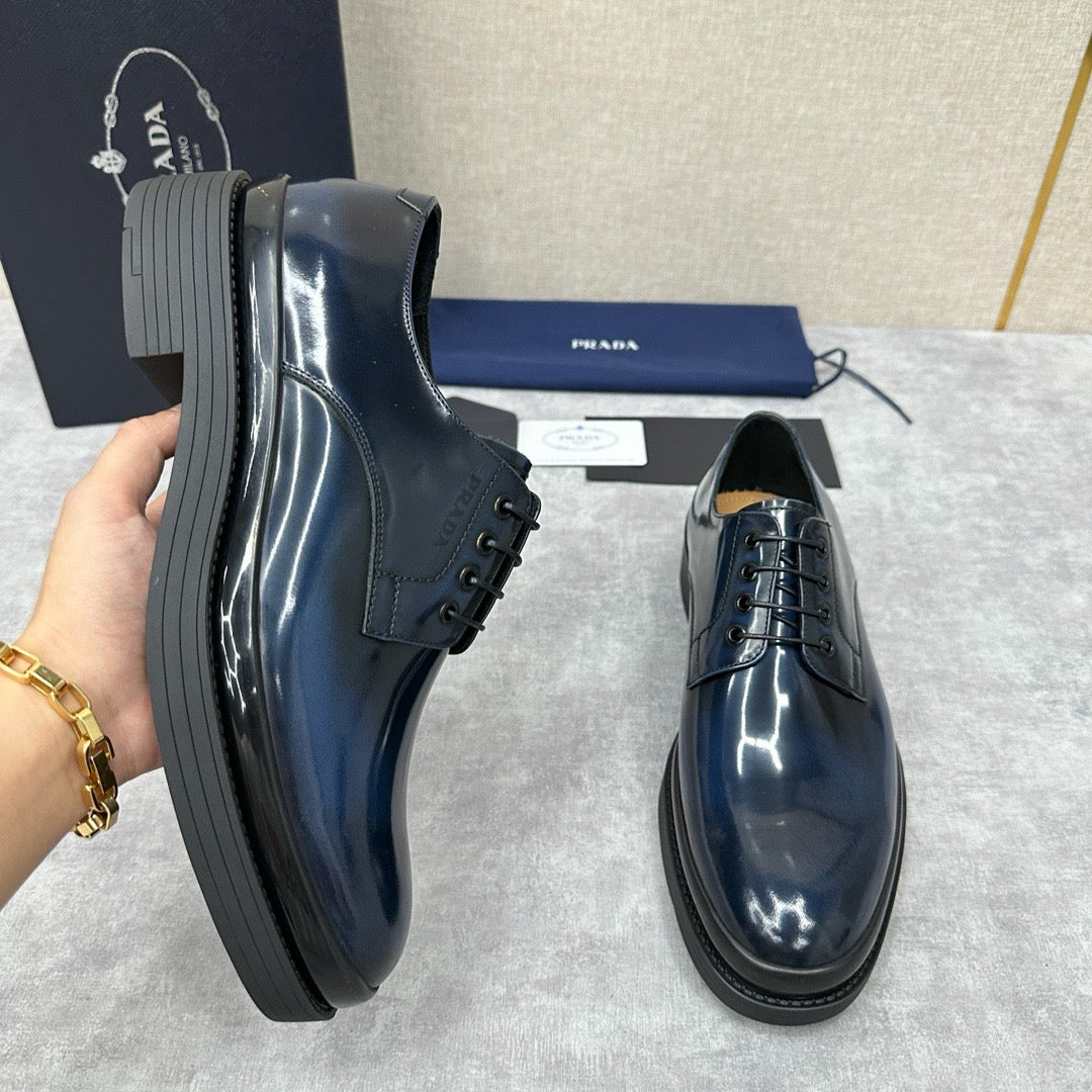 Dark Blue Derby Shoes - Men's