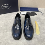 Dark Blue Derby Shoes - Men's