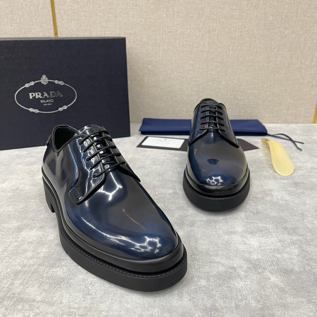 Dark Blue Derby Shoes - Men's