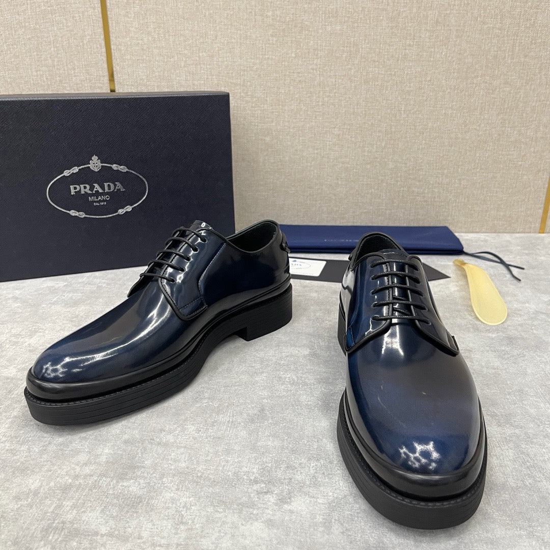 Dark Blue Derby Shoes - Men's