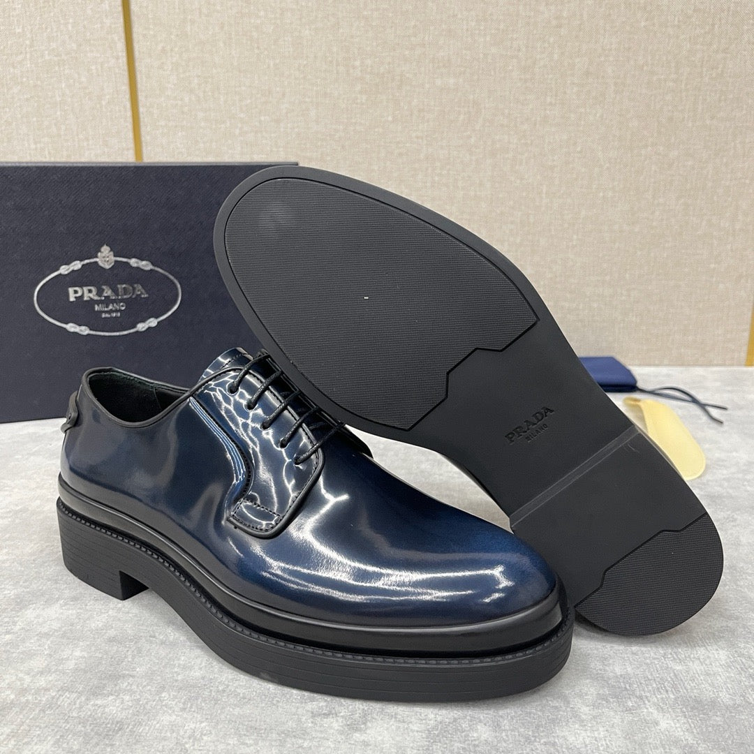 Dark Blue Derby Shoes - Men's