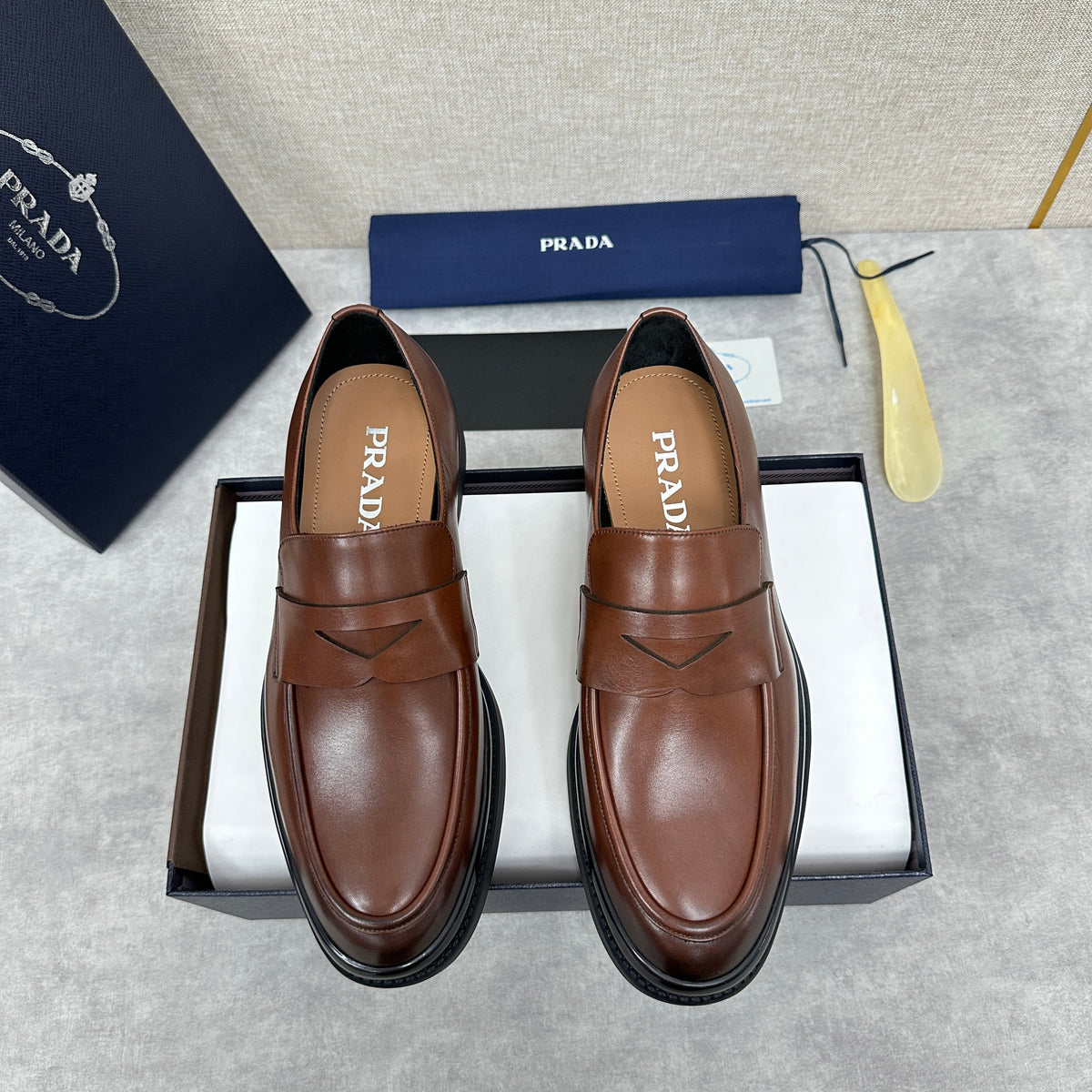 Brown Leather Chunky Sole Penny Loafer - Men's