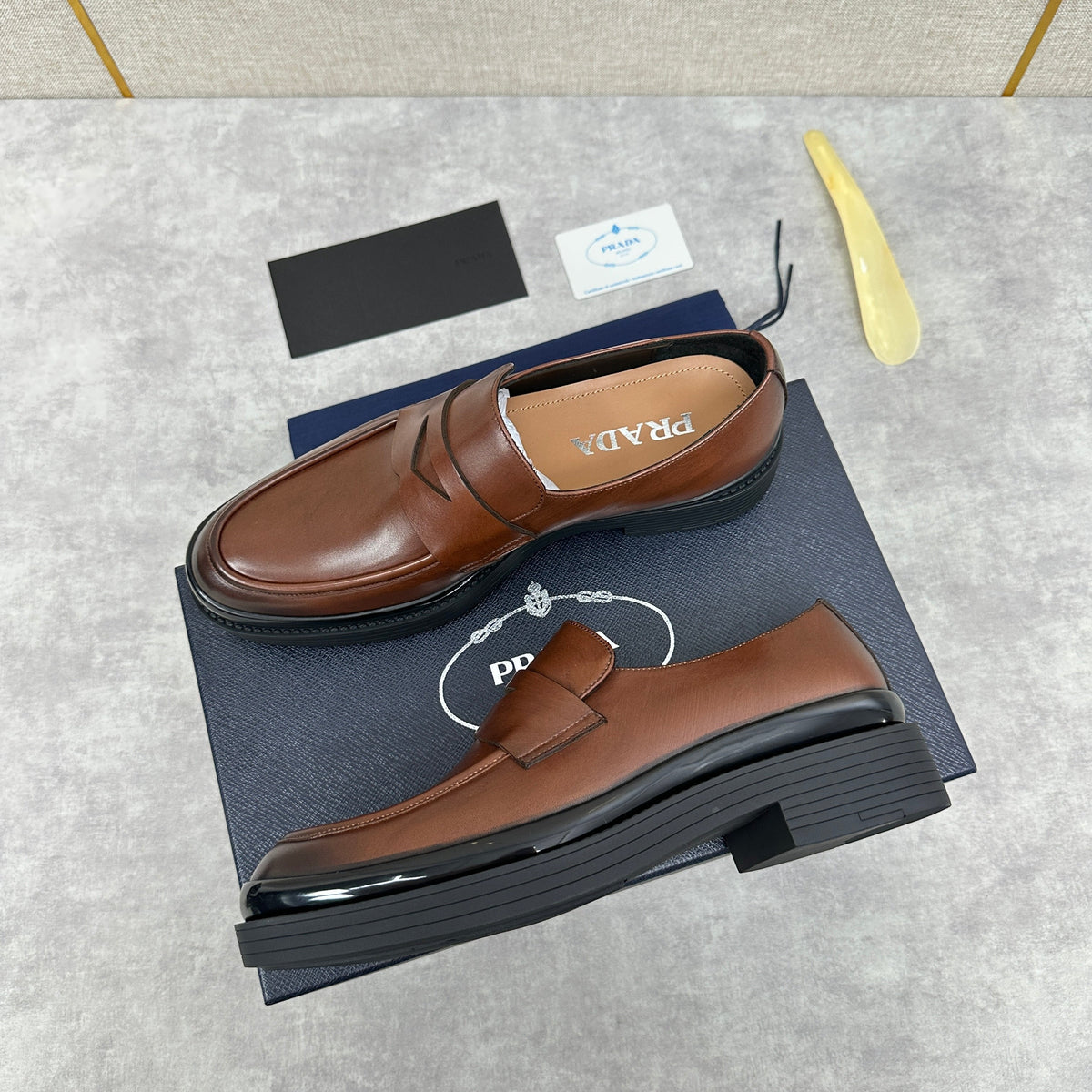 Brown Leather Chunky Sole Penny Loafer - Men's