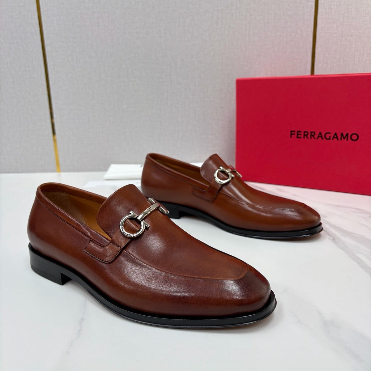 Brown Leather Horsebit Loafer - Men's