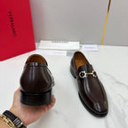 Brown Leather Horsebit Loafer - Men's