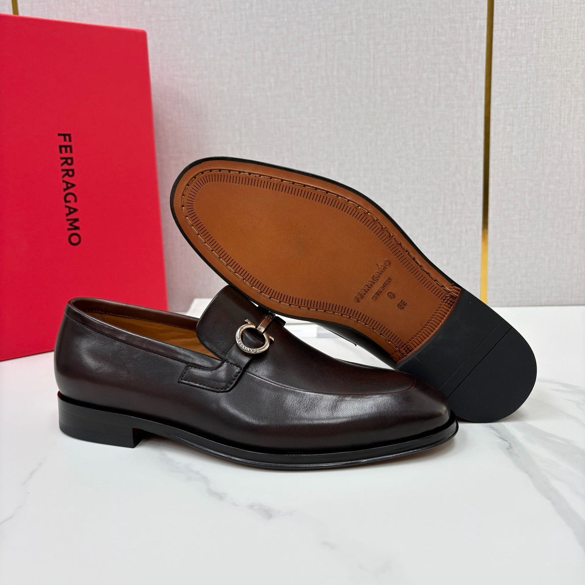 Brown Leather Horsebit Loafer - Men's