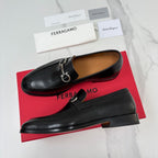Black Leather Gancini Bit Loafer - Men's