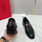 Black Leather Gancini Bit Loafer - Men's