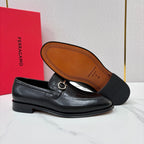 Black Leather Gancini Bit Loafer - Men's