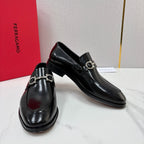 Black Leather Gancini Bit Loafer - Men's