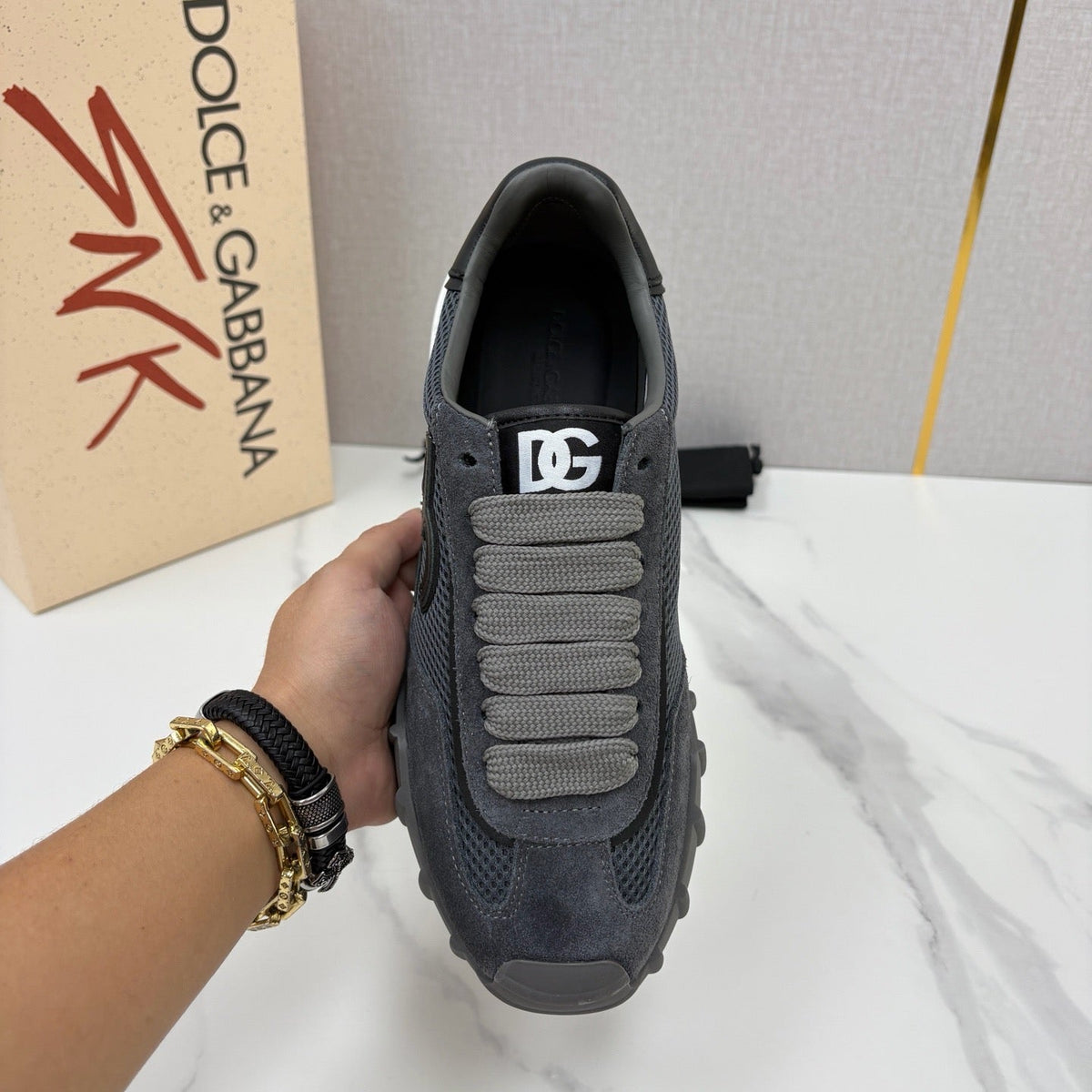 Black Mesh Contrast Sole Runner - Men's