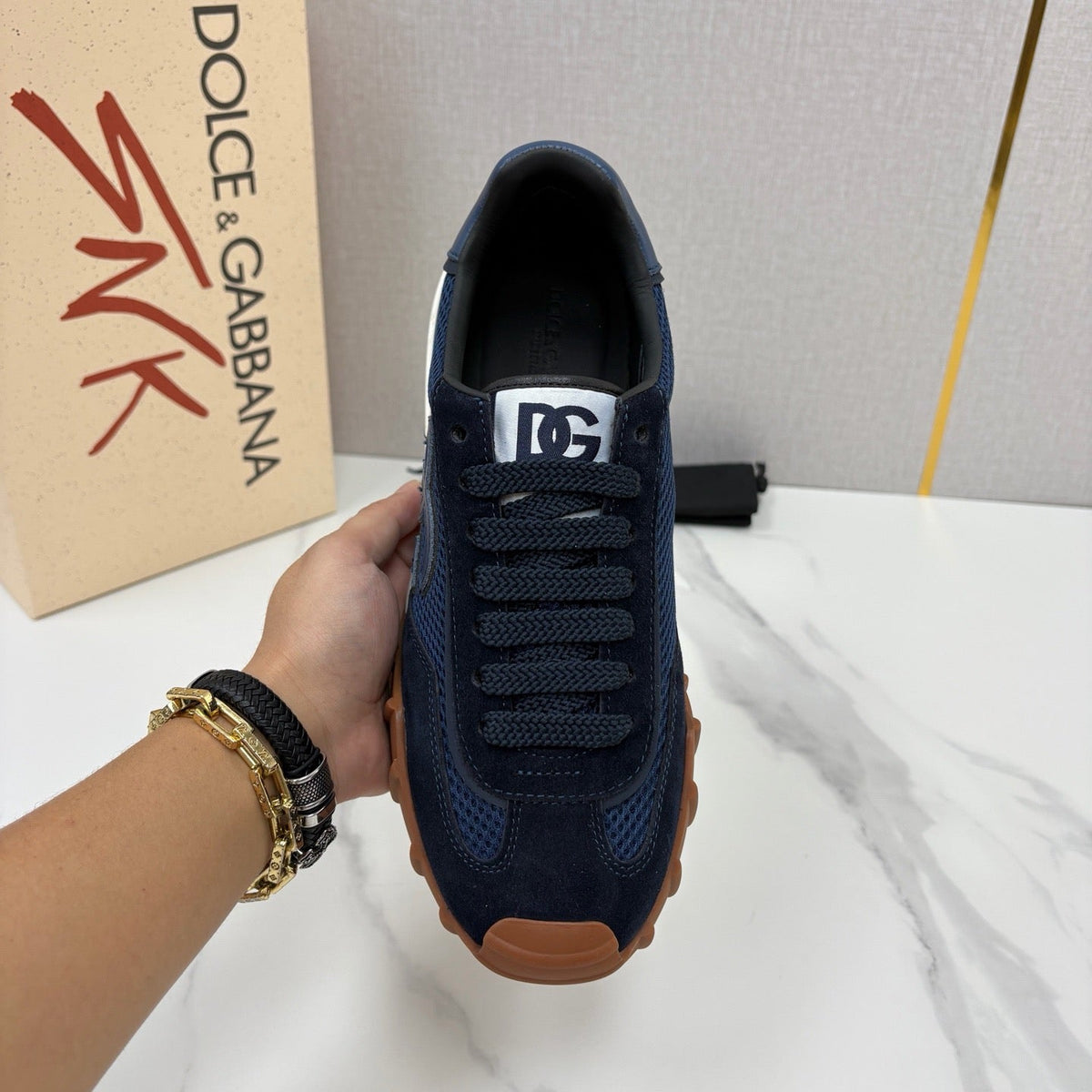 Black Mesh Contrast Sole Runner - Men's
