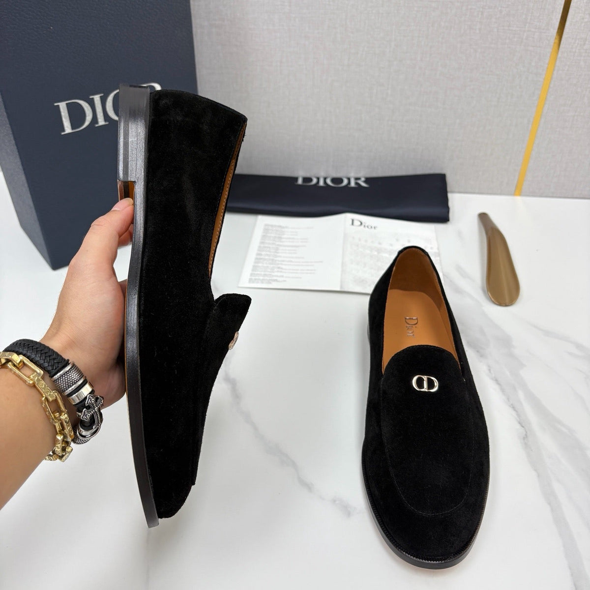 Black Suede Metal Bit Loafer - Men's