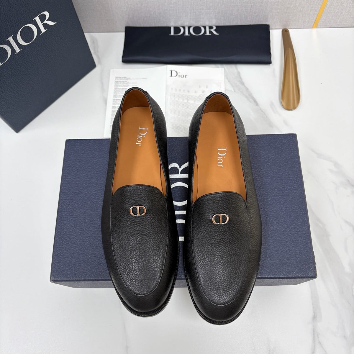 Black Leather Plain Loafer - Men's